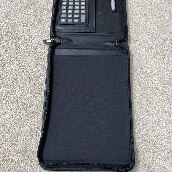 Leather Notebook Portfolio Organizer with Zipper,‎ Calculator, Rollerball Pen - Picture 4 of 11